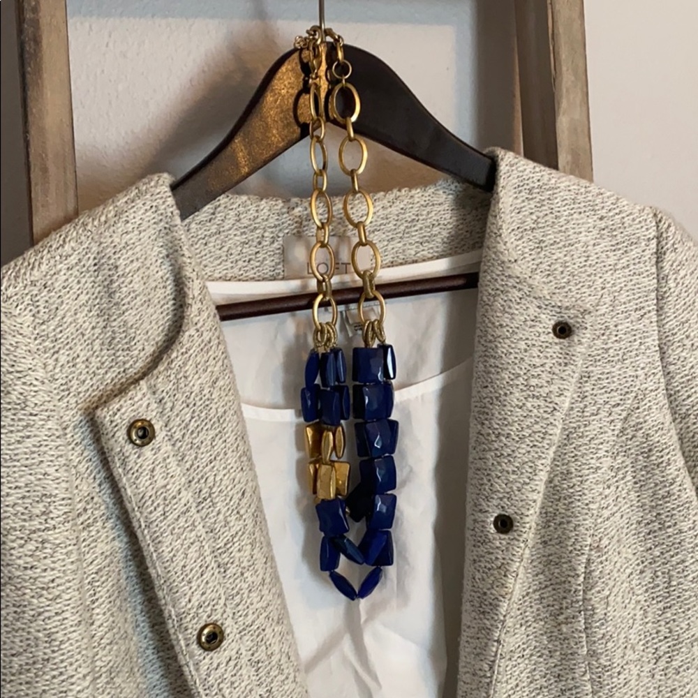 Beaded Blue and Gold Color Necklace